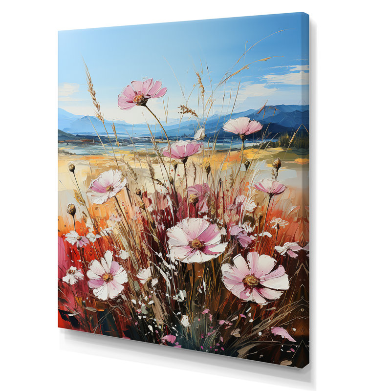 «Assorted Bouquets Field By The Mountain», reproduction sur toile, Toile tendue, H 20 po x l 12 po x P 1 po