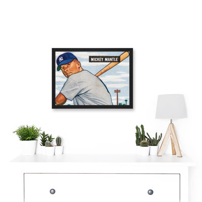 Bowman Mickey Mantle Baseball Card NYC USA Portrait 1 Piece Single Picture Frame Wall Art