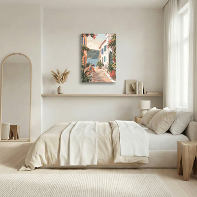 «Gallery Wrap», art mural sur toile pour le salon, la chambre à coucher, le bureau ou le vestibule - décoration murale décorative avec rue méditerranéenne