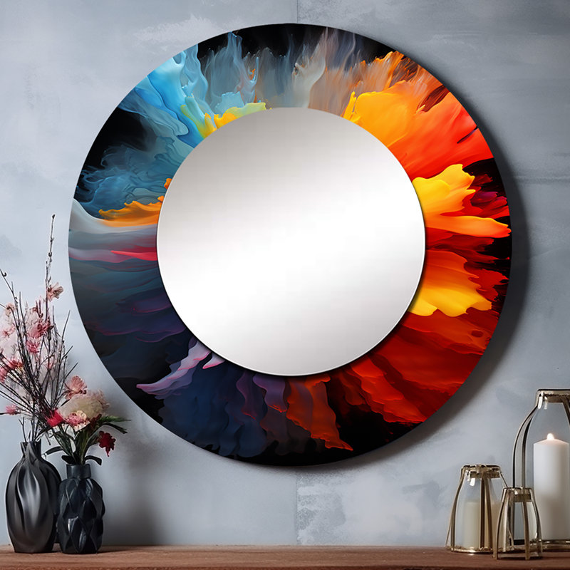 Même arc-en-ciel, nuances identiques - miroir unique arc-en-ciel, grand miroir mural rond traditionnel, impression d'art en métal