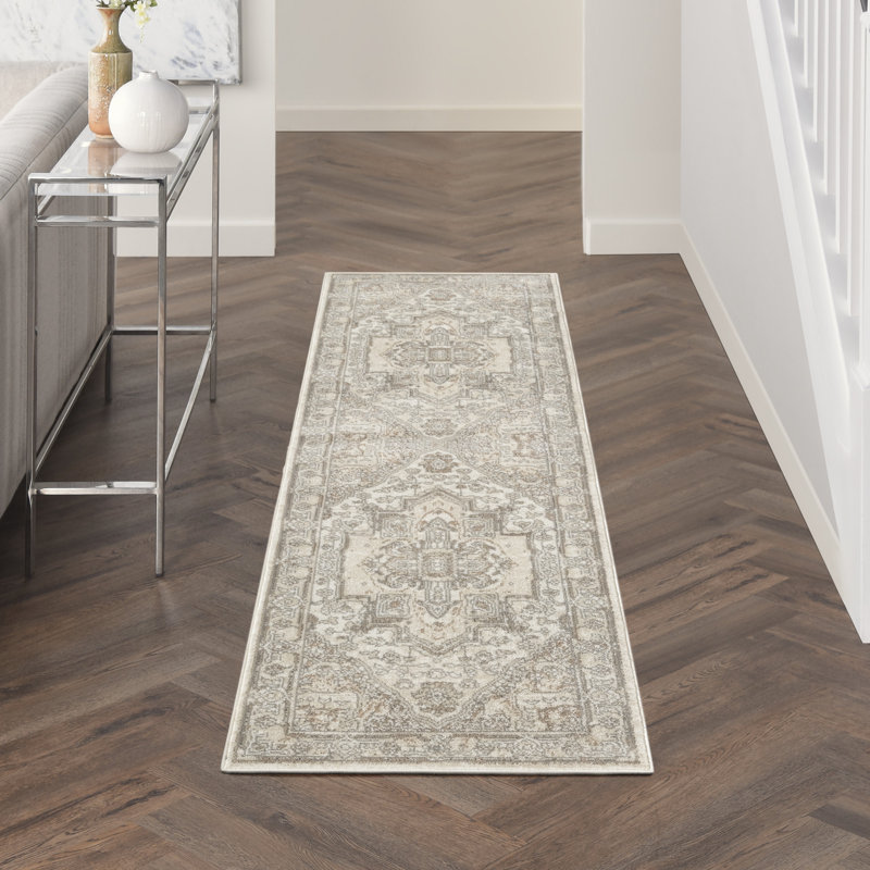 Tapis d'intérieur beige Graelyn, Tapis de couloir 2 pi 2 po x 7 pi 6 po