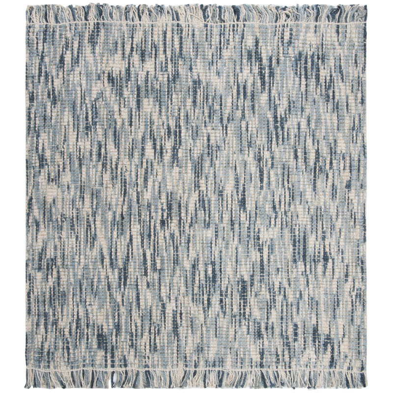Natural Fiber Hand Woven Jute Striped Rug, Square 6'