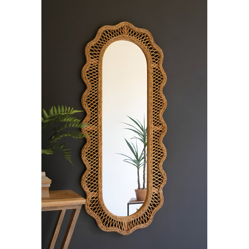 Miroir ovale en rotin