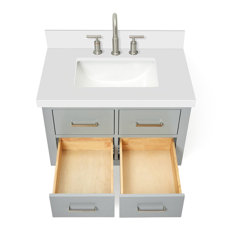 Ensemble de meuble-lavabo mural simple 31 po Macolm, Gris, Nickel brossé