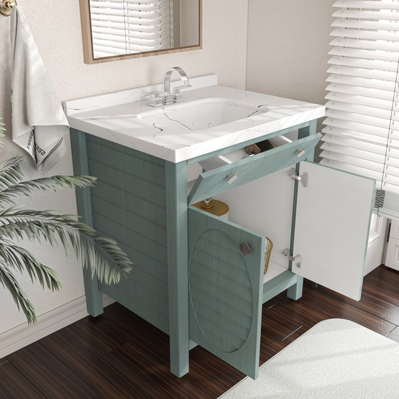 Eilean 31'' Single Bathroom Vanity with Engineered Marble Top, Sea Green