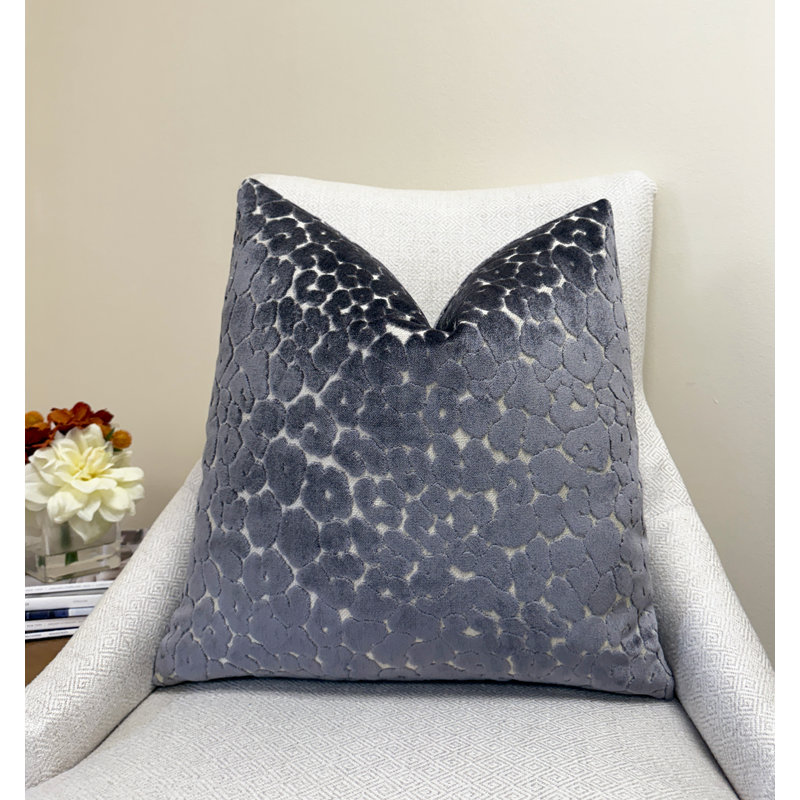 Animal Print Velvet Throw Pillow Cover, 20"H x 20"W, Gray