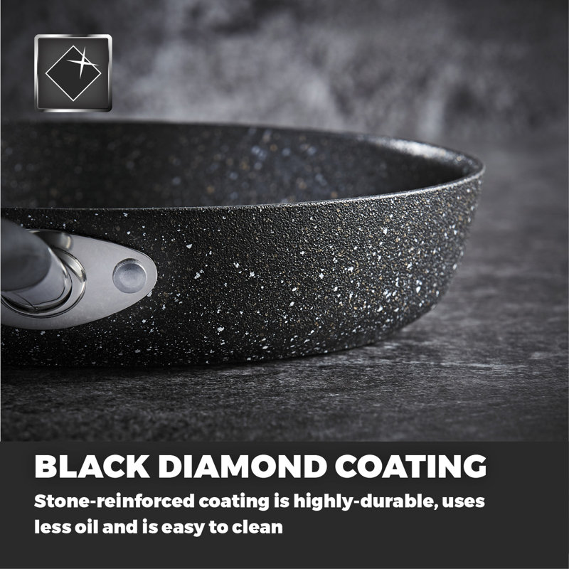 Tower Precision 20-28cm Non-Stick Forged Aluminium Frying Pan with Black Diamond Coating, Soft Grip Handle, 28cm