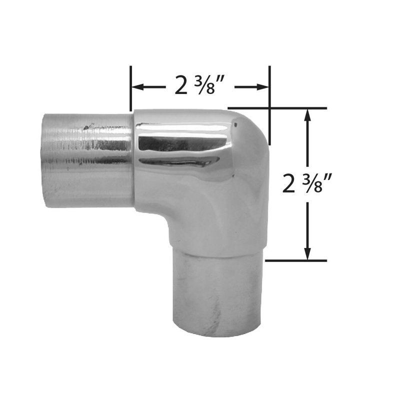 Coude encastré noir mat 90 degrés 2 po de diamètre x 2 3/8 po pour barre de 2 pouces