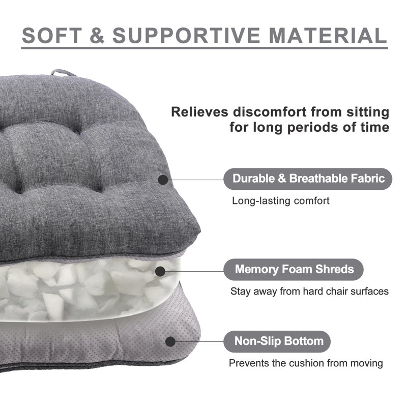 Chair Cushions For Dining Chairs,  Indoor/Outdoor Waterproof Chair Seat Pads, 15.5"X15.5"X4", 2, Dark Grey