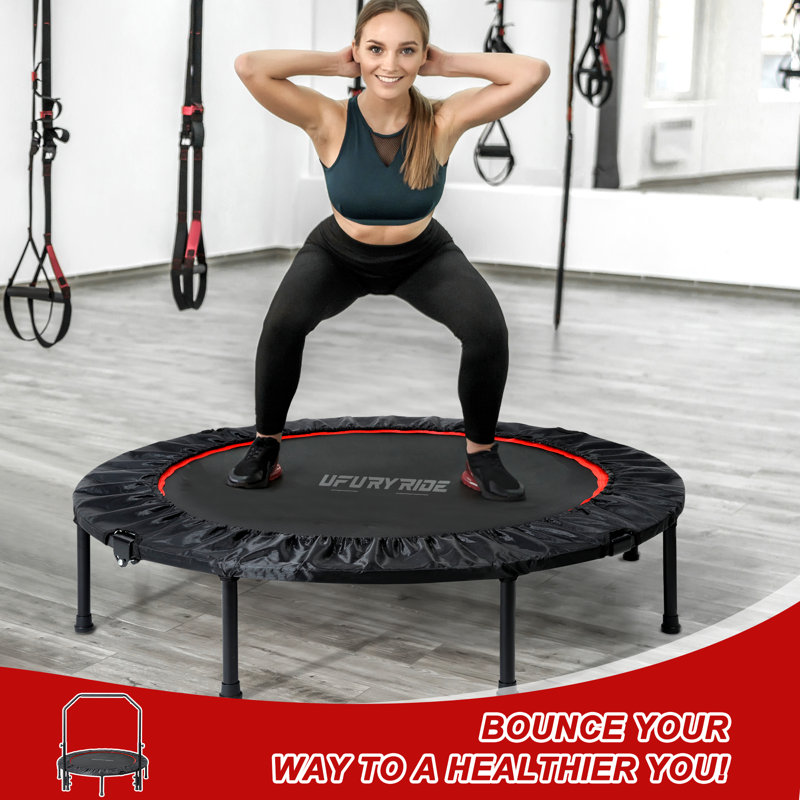 Mini trampoline 48 po pliable pour adultes avec capacité réglable de 600 lb avec poignée en mousse réglable