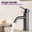 Robinet de salle de bain moderne - monotrou, noir mat, acier inoxydable, conception à trou facile d'entretien, sans éclaboussures-128134463