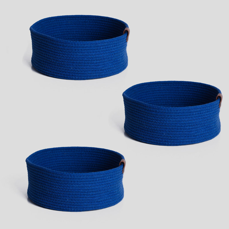 Ebern Designs Cotton Decorative Basket, Blue