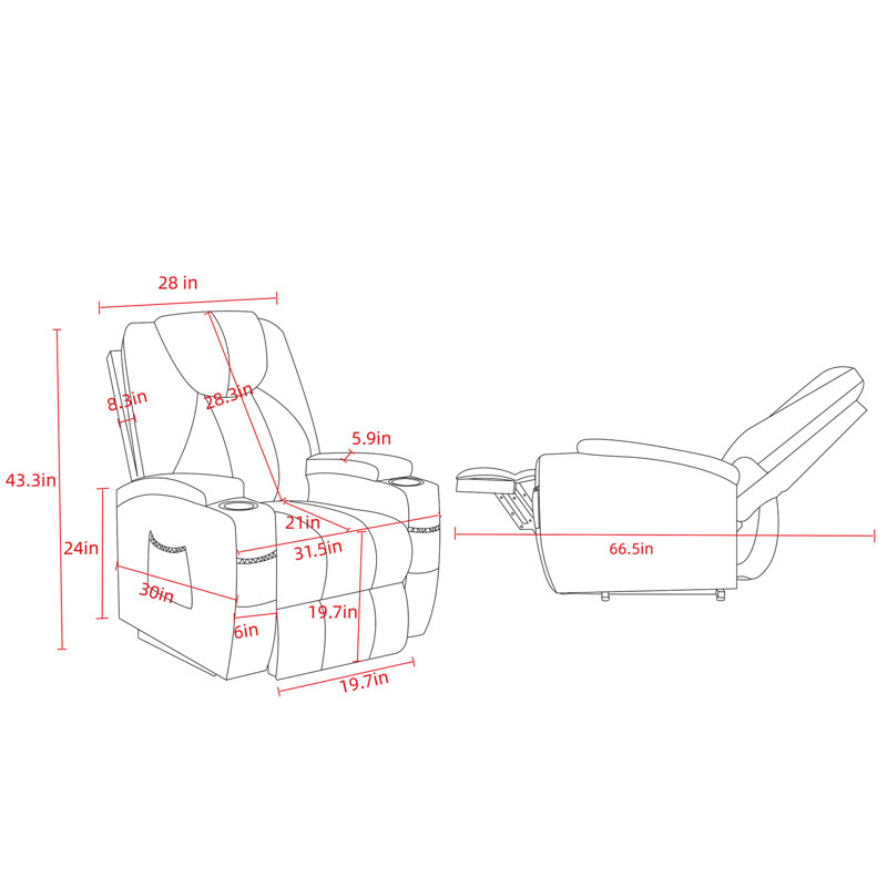 Fauteuil inclinable électrique en cuir Vegan, Similicuir gris
