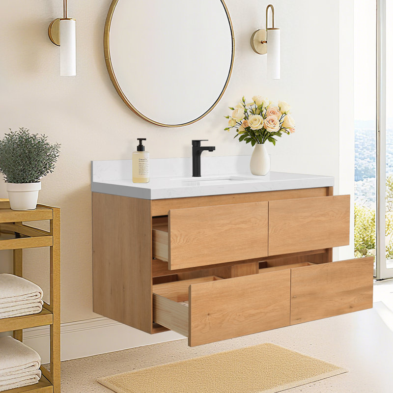 Ensemble de meuble-lavabo flottant avec évier 48 po Verwood, Chêne fumé