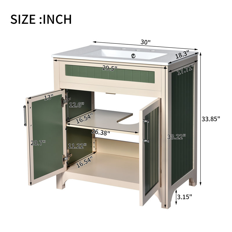 Ensemble de meuble-lavabo moderne 30 po avec lavabo en céramique