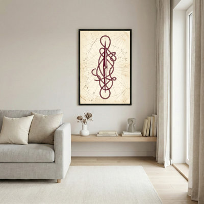 Art mural sur toile noir encadré pour le salon, la chambre à coucher, le bureau ou le vestibule - décoration murale décorative avec nœud abstrait