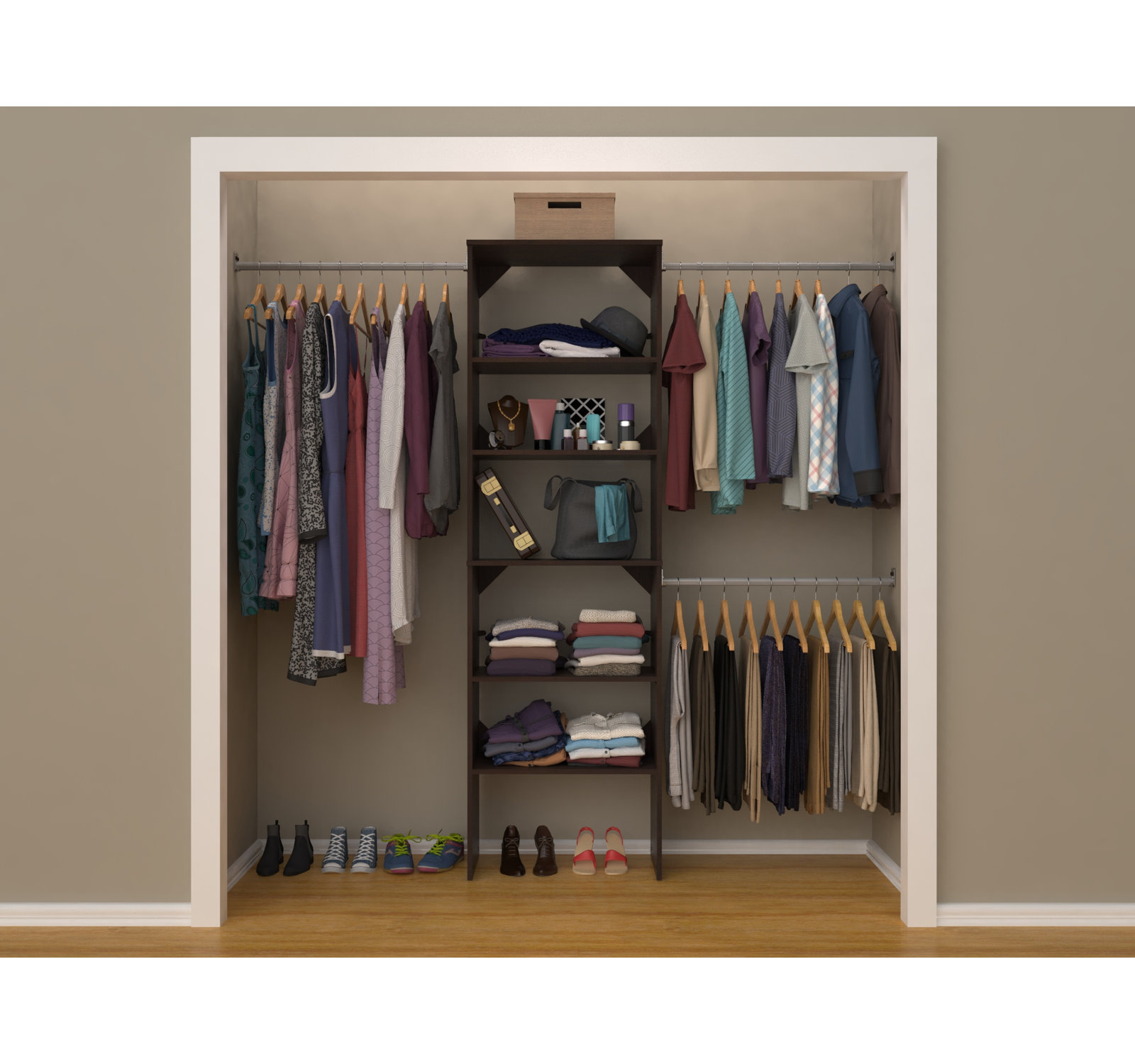 SuiteSymphony Closet System Starter Kit, Midnight Brown