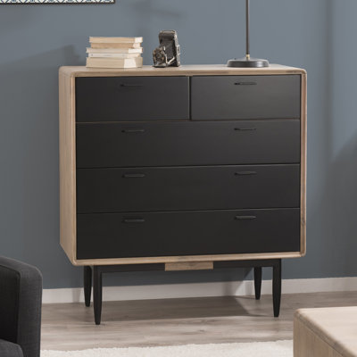 Brodeur Solid Wood 100cm W 5 - Drawer Chest of Drawers