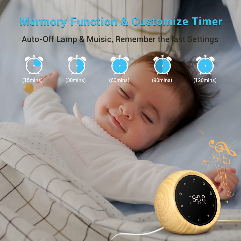 Alarm Clock, 20 Soothing Sounds,Adjustable Volume,5 Timer and Memory Function