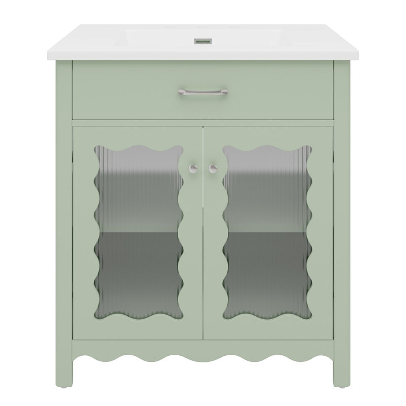Meuble-lavabo moderne, armoire de salle de bain, Vert