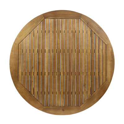 47.25 Inch Round Acacia Wood Dining Table, Durable and Stylish for Indoor and Outdoor Use