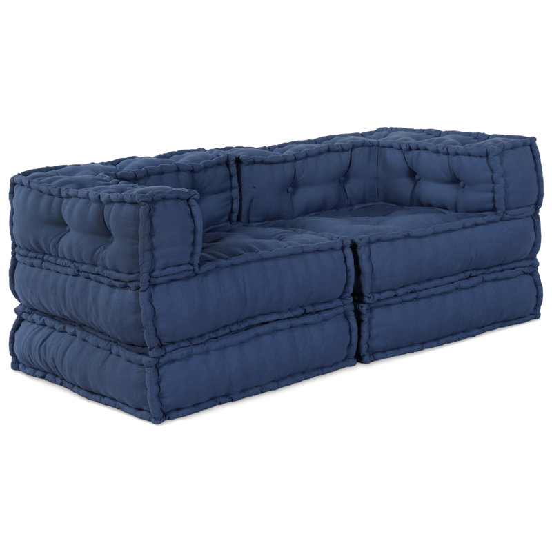 Modular Patchwork Sofa Fabric Living Room Modern Indoor Adaptable Couch, Indigo