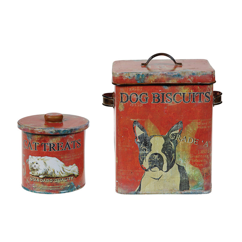 Boîte à biscuits en métal pour chien avec couvercle