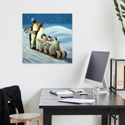 Sleigh Ride Abstract Contemporary Bird Penguin Urban Winter Art