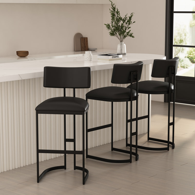 Tabouret de bar Juno, Noir, Tabouret de bar (siège d'une hauteur de 30 po)