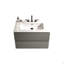Meuble-lavabo mural gris de 30 po avec lavabo en céramique et trois trous de robinet, grand meuble-lavabo flottant de rangement pour salle de bain moderne, pré-assemblé