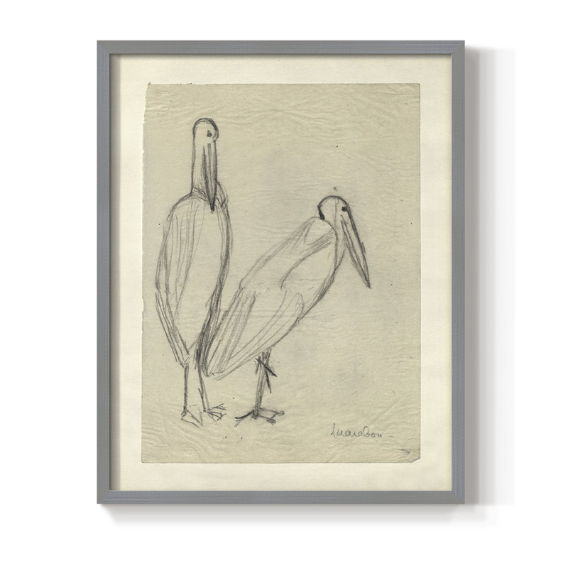 Reproduction encadrée rétro C III - bois massif, H 11 po x l 9 po, Gris
