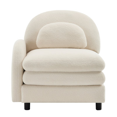 Canapé courbé en tissu VF Teddy Vitteria avec coussin blanc beige