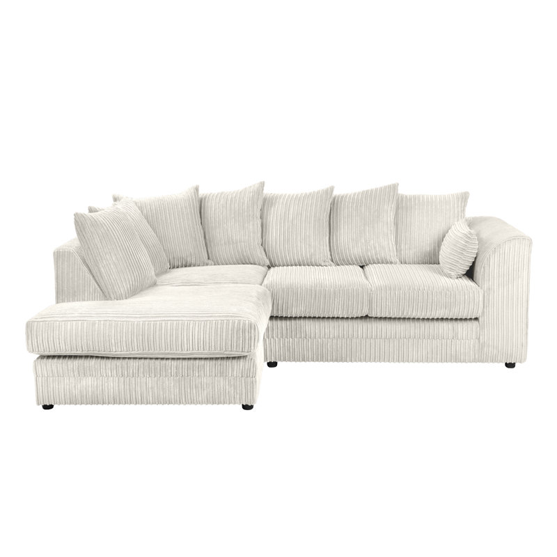Moana 3 Seater Corduroy Corner Sofa , Left Hand Facing, Cream