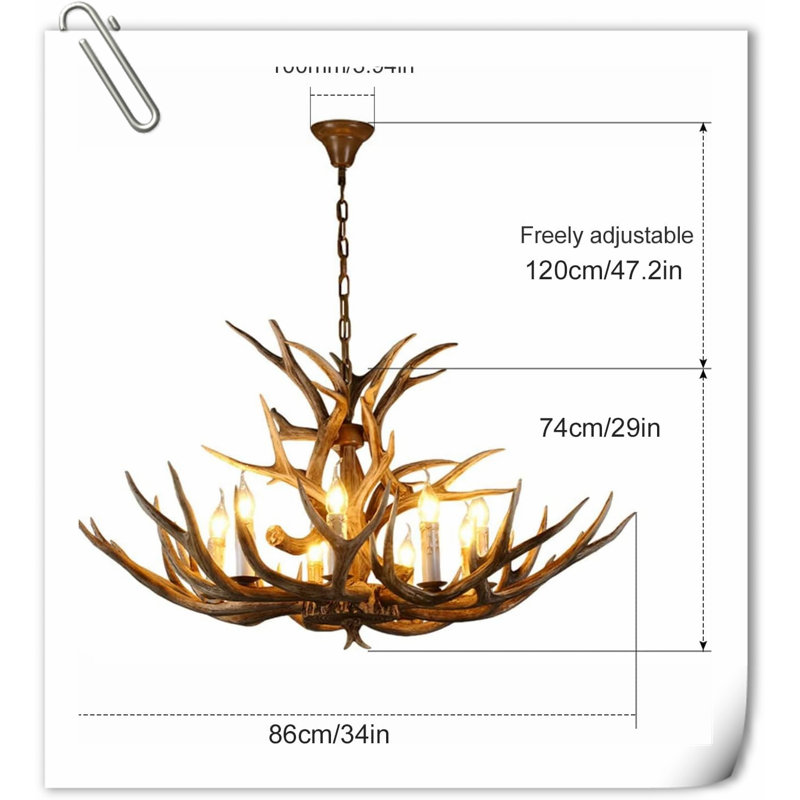Luminaire suspendu à DEL 6 lumières en laiton antique Javia, 8