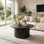 Table basse ronde 31,5 pouces, petite table d'appoint circulaire en forme de cercle avec cadre en métal pour le salon, noir-990035570