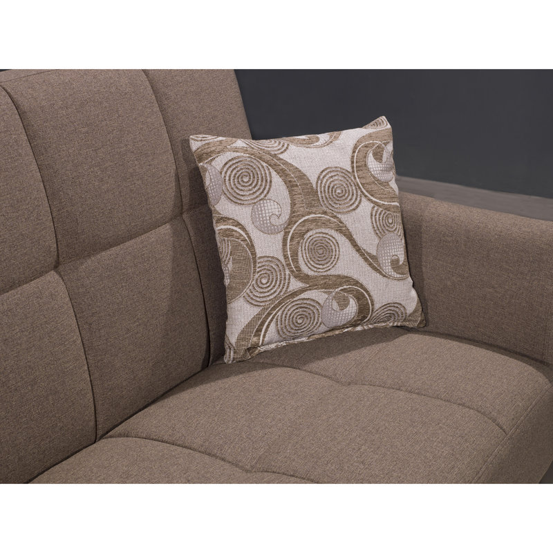 Canapé-lit avec rangement en tissu 3 en 1 Jaliah, Brun / brun foncé, H 38 po x l 71 po x P 37 po