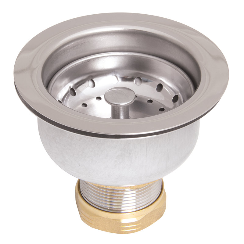 Basket Strainer Kitchen Sink Drain, Polished Chrome