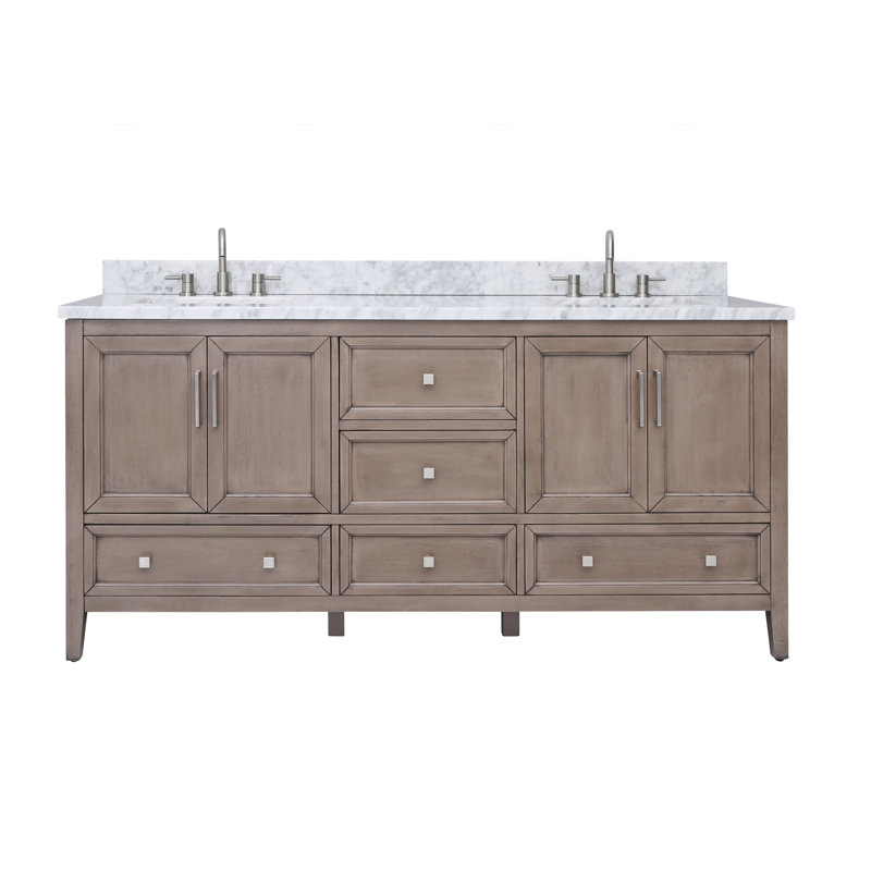 Everette 73'' W Double Vanity, Gray Oak