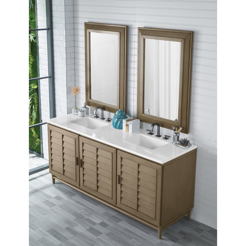 Portland 72'' W Double Vanity, White Zeus, 8" Widespread