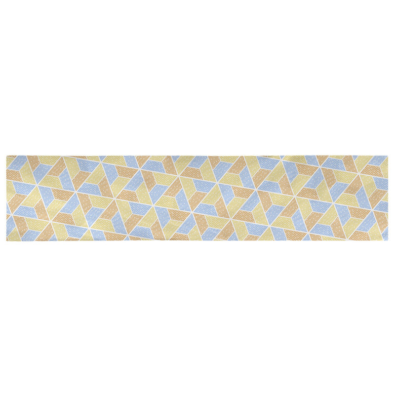 Chemin de table Avicia, 72 po x 16 po, Polyester, Bleu / Orange / Jaune