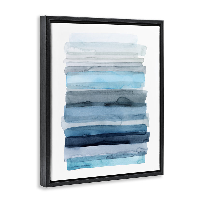 «Water Inspired Ombre Grain» par Grace Popp, Cadre flottant noir de jais, H 21 po x l 17 po