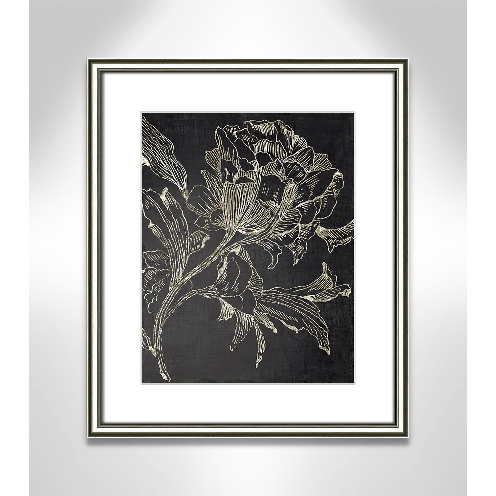 Golden Flower Folklore I by Asia Jensen - Picture Frame Graphic Art Print, Silver Framed, 20.25" H x 17.25" W