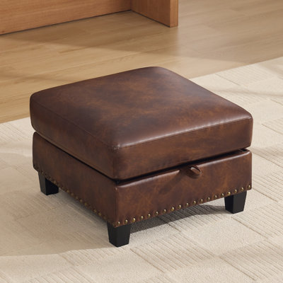 Repose-pieds avec rangement 25,2 po pour canapé - Repose-pieds en similicuir avec garniture cloutée