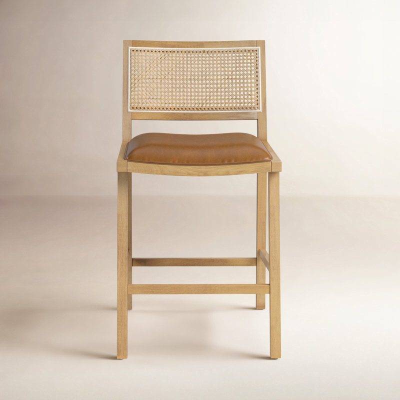 Caswell 27" Counter Stool, Counter Stool (27” Seat Height), Butterscotch Faux Leather
