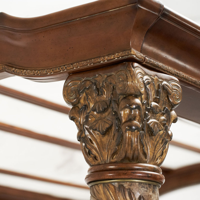 Villa Valencia Traditional Brown Wood California King Canopy Bed