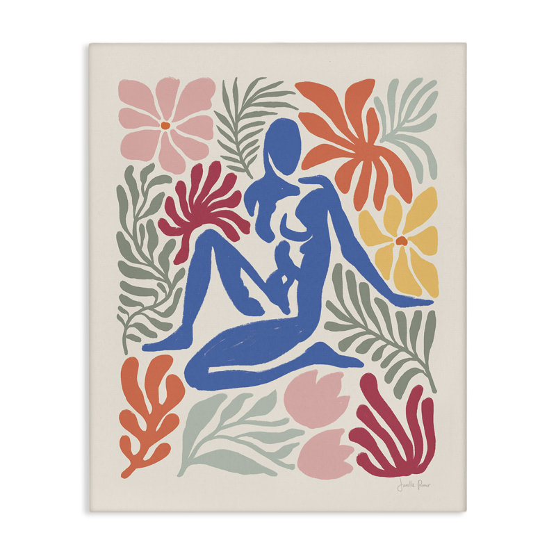 «Abstract Garden with Nude Floater», art mural sur toile par Janelle Penner, H 30 po x l 24 po