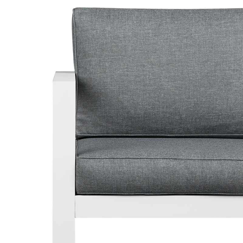 Baltic 55" White Aluminum Outdoor Loveseat with Gray Cushions