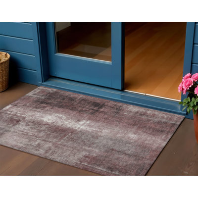 3' X 5' Blush And Ivory Abstract Washable Indoor Outdoor Area Rug