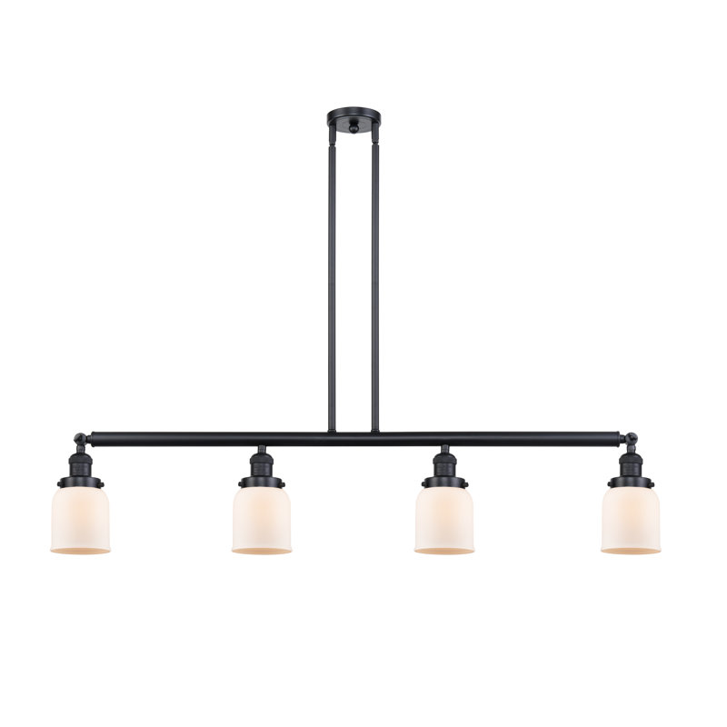 Luminaire suspendu linéaire à 4 lumières pour îlot de cuisine Analis, Blanc mat, Laiton antique