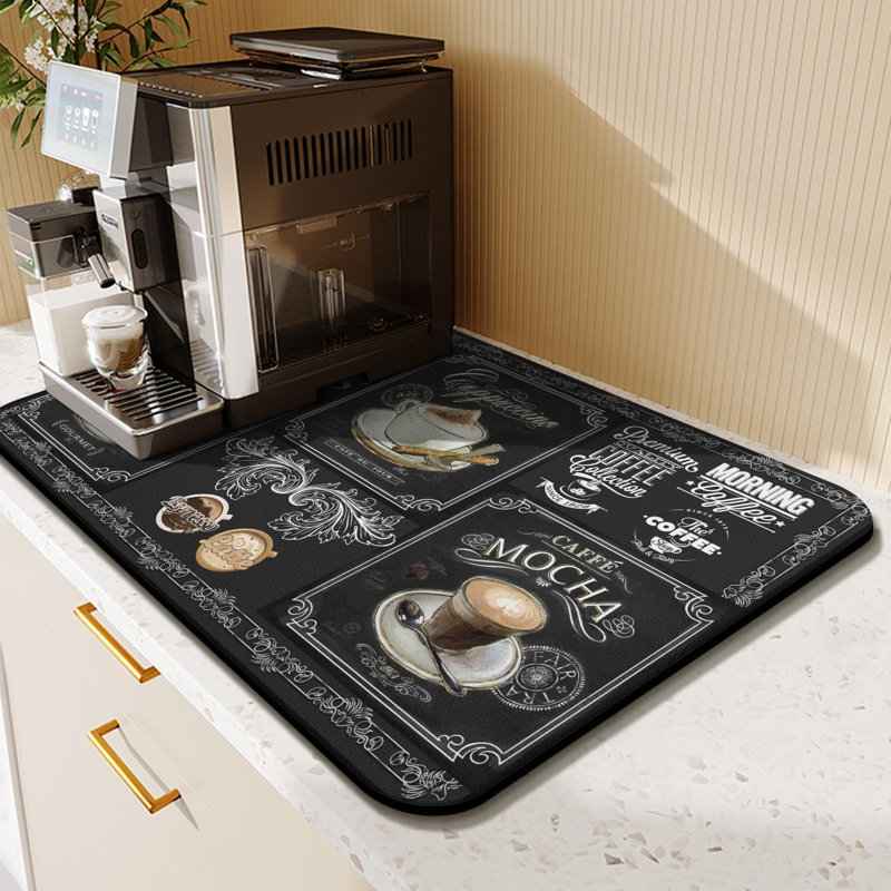 Tapis de bar à café absorbant - 24 po x 16 po, antidérapant, se range sous la machine à café, tapis de séchage de la vaisselle pour comptoir